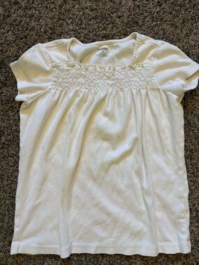 Gymboree White Smocked Short Sleeve Tee